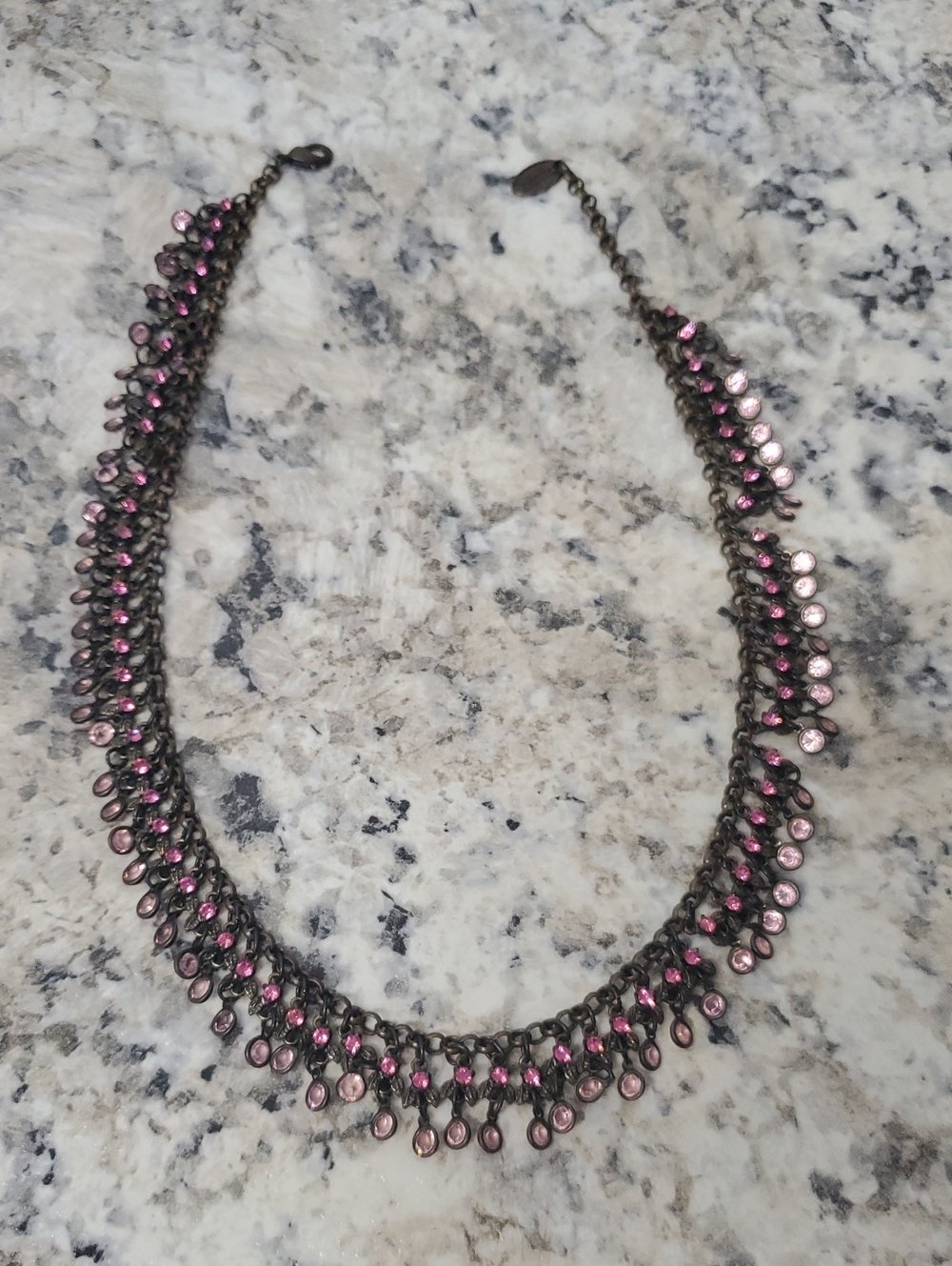 Pink Crystal Fringe Necklace- Kenny Mao San Francisco